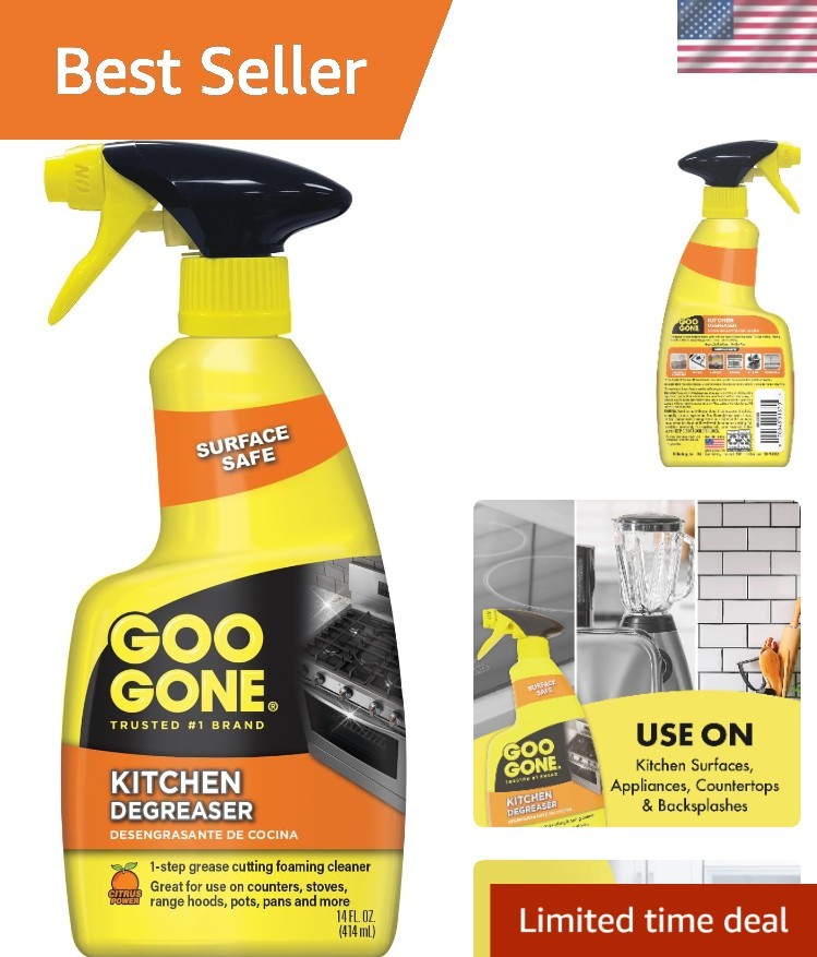Fast-Acting Unscented Kitchen Degreaser – 14 Oz Biodegradable Foam Spray