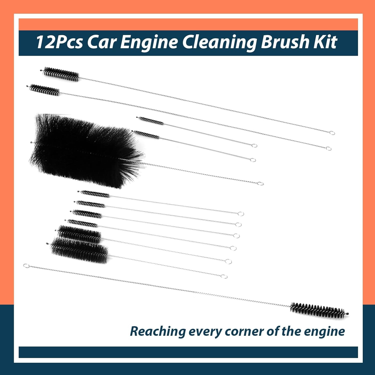 Lisnhlin 12Pcs 61820 Car Engine Cleaning Brush Kit Motor Alternators Bay Stai…