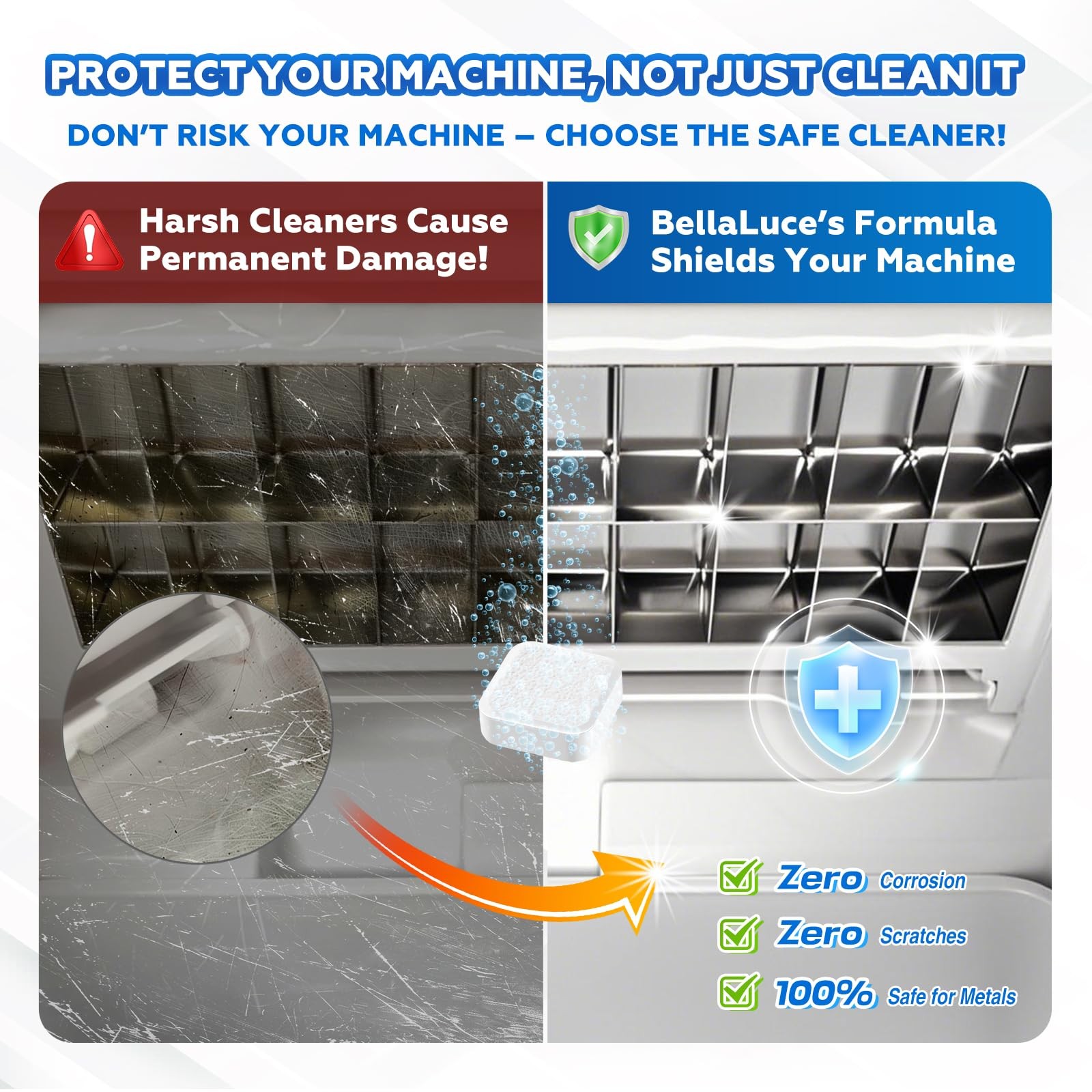 Ice Machine Cleaner Tablets Descaler (32 Pack) – Nickel-Safe Countertop Porta…