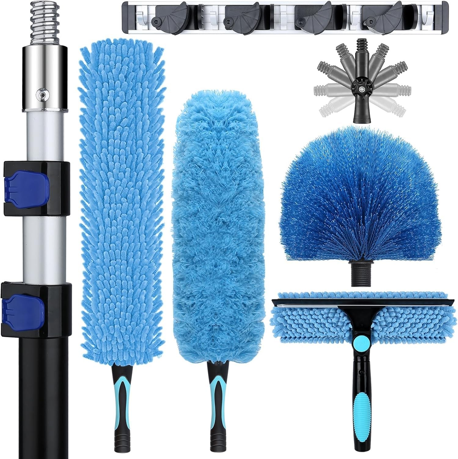 20ft High Ceiling Duster Kits with 5-12ft Heavy Duty Extension Pole – Fan Bla…