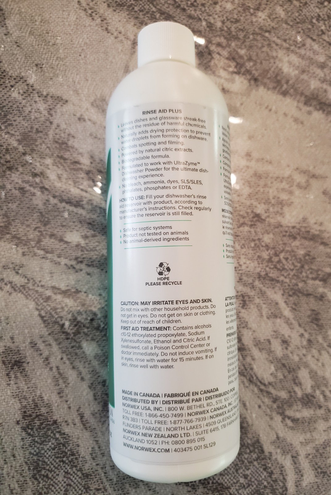 NORWEX Rinse Aid Plus 355 ML / 12 FL OZ NEW and Sealed Bottle